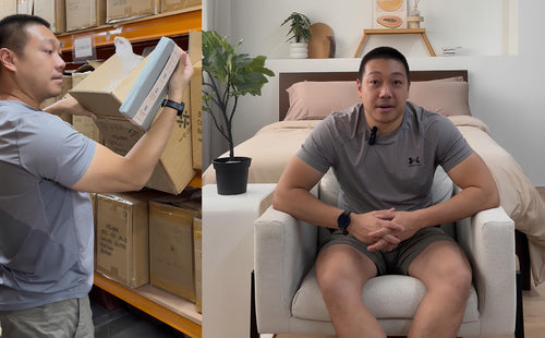 Daniel Tan from Weavve Home sitting on the couch giving an interview