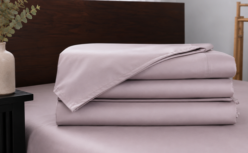 close-up tencel bed sheets on bed