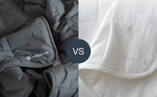 close-up of a weighted blanket and TENCEL duvet from Weavve Home