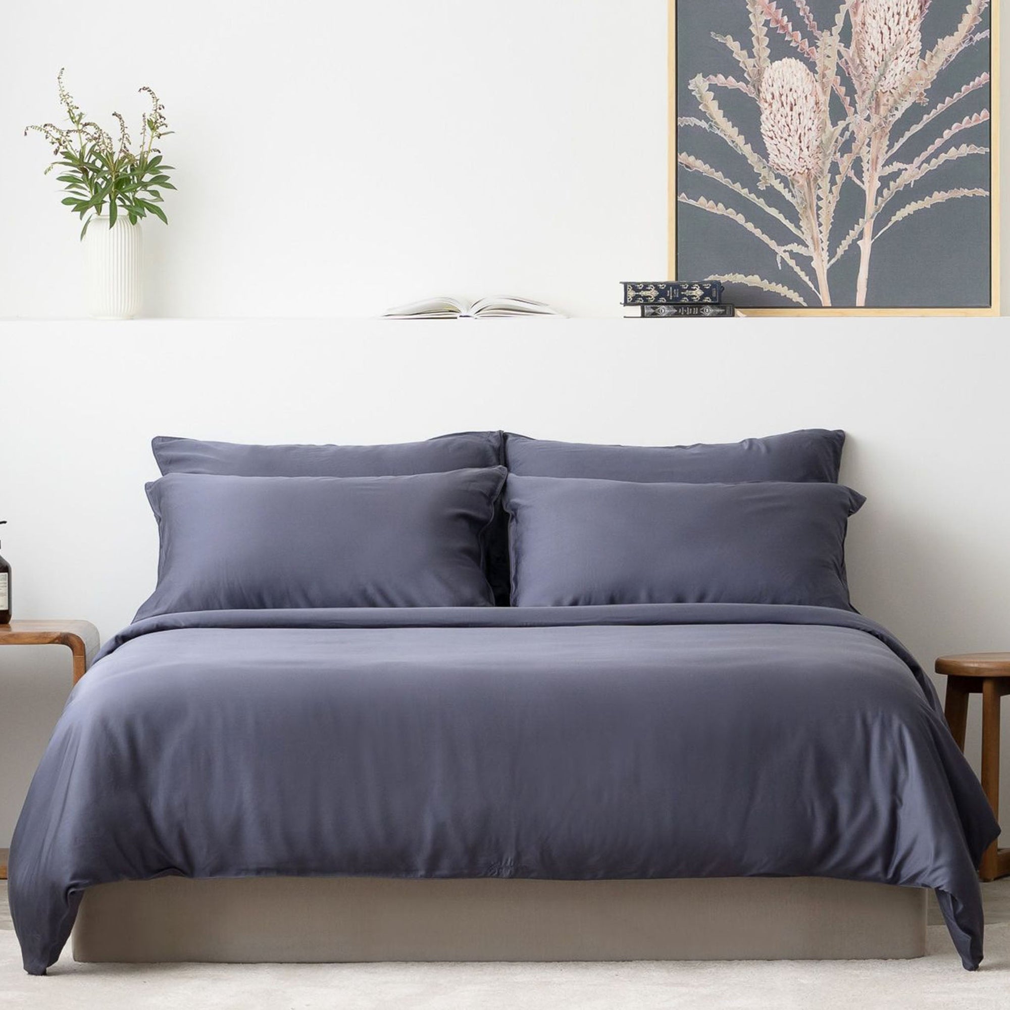 Midnight Blue TENCEL Bed Sheets Classic Set with Tencel Fitted Sheet, Tencel Pillow Case, Tencel Duvet Cover. Buy Midnight Blue Bed Sheets at Weavve Home, Best Bed Sheets Singapore and Luxury Hotel Sheets. 400 High Thread Count Bed Sheet. 