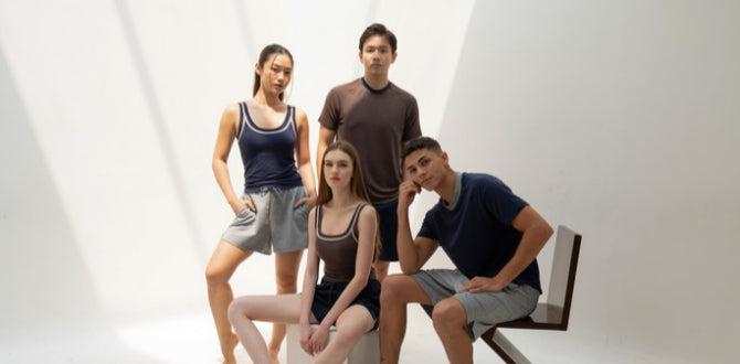 men and women wearing loungewear by weavve home and olive basics