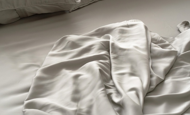 close up shot of silky tencel bedsheets