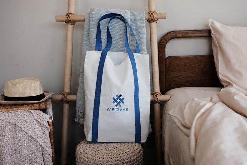 100% Cotton Classic Logo Embroidery Tote Bag. Singapore Weavve Home Accessories Collection.  