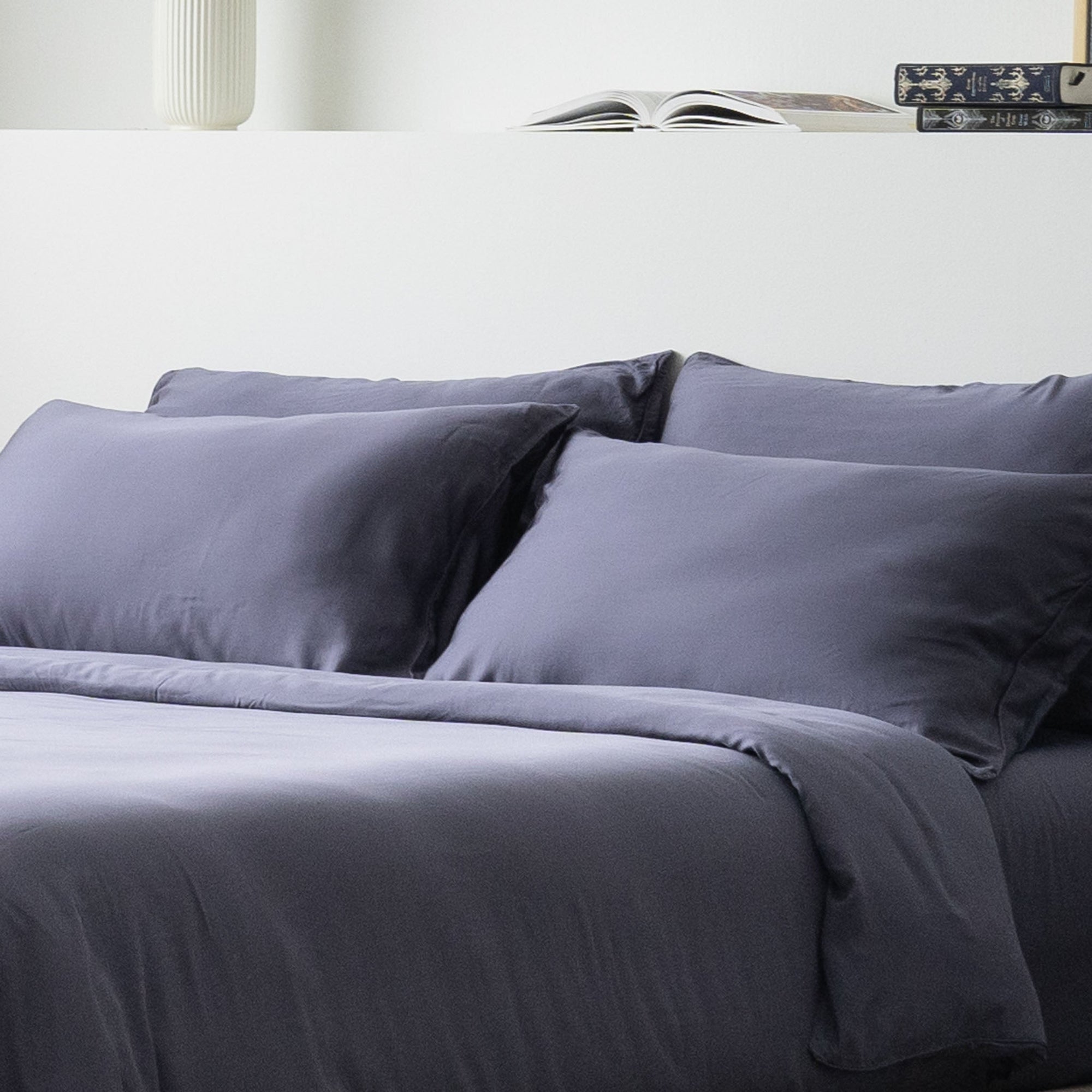 Midnight Blue TENCEL Bed Sheets Classic Set with Tencel Fitted Sheet, Tencel Pillow Case, Tencel Duvet Cover. Buy Midnight Blue Bed Sheets at Weavve Home, Best Bed Sheets Singapore and Luxury Hotel Sheets. 400 High Thread Count Bed Sheet. 