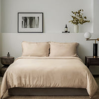 Sand Taupe TENCEL Bed Sheets Fitted Sheet Set with Tencel fitted sheet, Tencel Pillow Case, Tencel Duvet Cover. Buy Sand TaupeTencel Fitted bed sheet set at Weavve Home, Best Bed Sheets Singapore and Luxury Hotel Sheets. 400 High Thread Count Bed Sheet. 